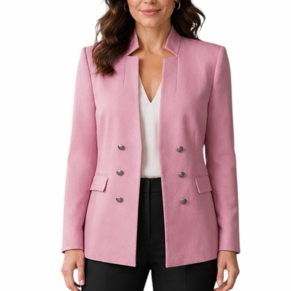 Tahari Pink Open Front Double Breasted Blazer Women’s Size 16 Career Jacket